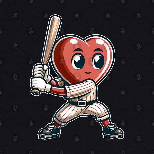 Valentine's Day Heart Baseball Player Hitter Batter by E